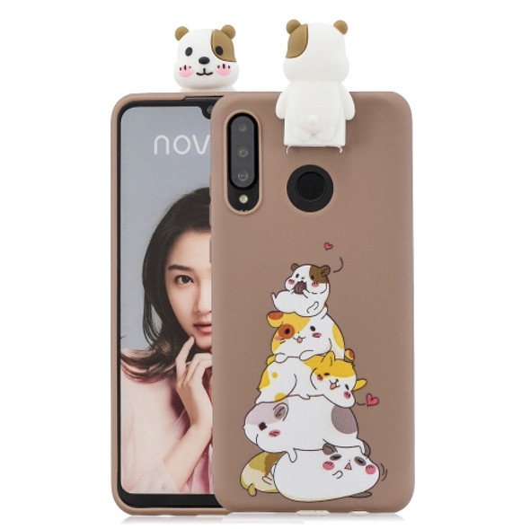 For Huawei P30 Lite Cartoon Shockproof TPU Protective Case with Holder(Hamsters)