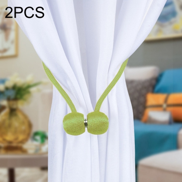 2 PCS Fashion Woven Punch-Free Beef Tendon Magnetic Buckle Curtain Strap(Green)