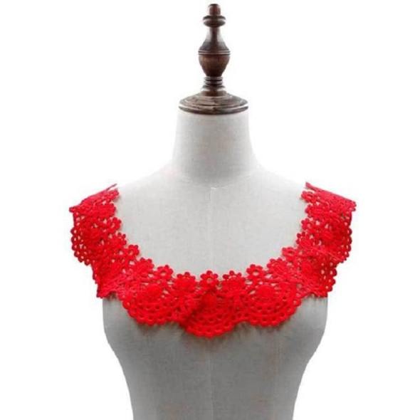 Red Milk Silk Lace Embroidered Collar Hollow Fake Collar DIY Clothing Accessories, Size: about 32 x 26cm