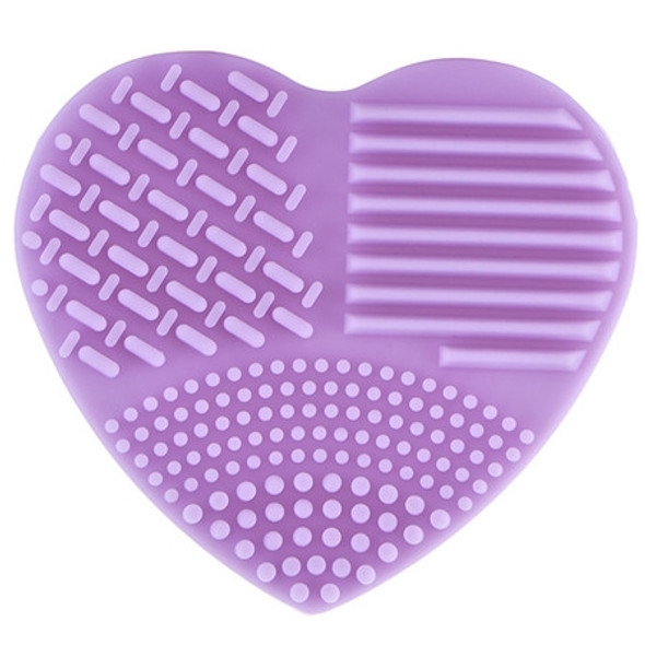 Heart Shape Clean Make Up Wash Brush Silica Glove Scrubber Board Cosmetic Cleaning Tool(Purple)