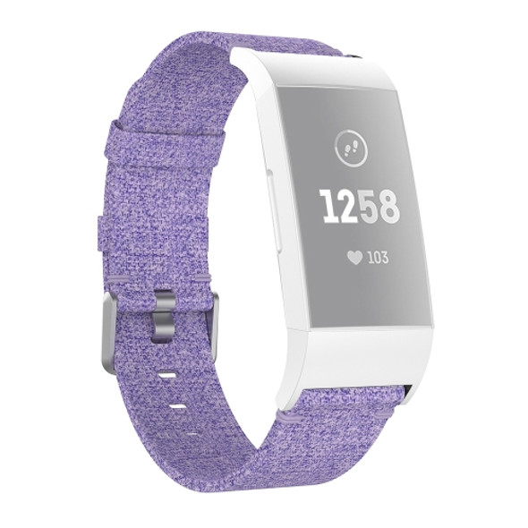 Woven Vanvas Nylon Wrist Strap Watch Band for Fitbit Charge 3 (Light Purple)