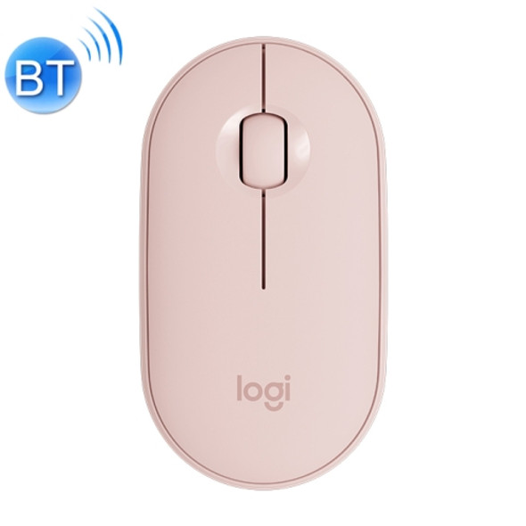 Logitech Pebble Cobblestone Shape Thin 3-keys 1000DPI Mute Wireless Bluetooth Optical Mouse, Wireless Range: 10m (Pink)