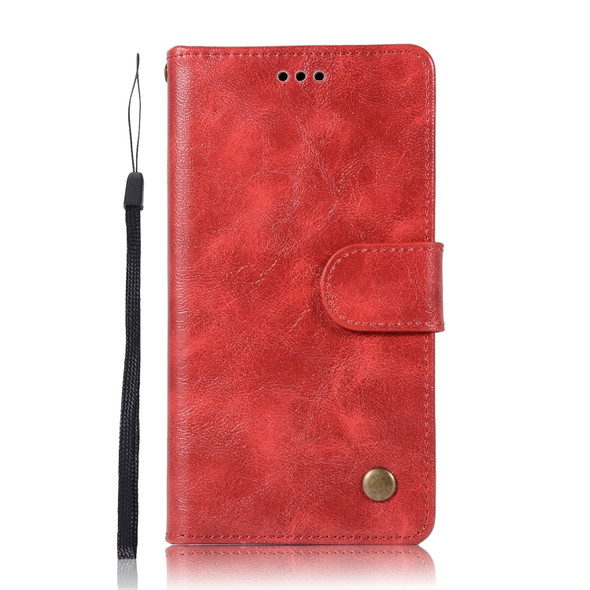 For Lenovo A6000 Retro Copper Button Crazy Horse Horizontal Flip PU Leather Case with Holder & Card Slots & Wallet & Lanyard(Red)