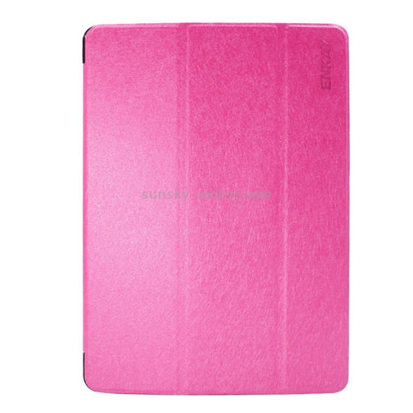 ENKAY for iPad 2017 Silk Texture+Plastic Bottom Case Horizontal Flip Leather Case with Holder & Sleep / Wake-up Function(Magenta)