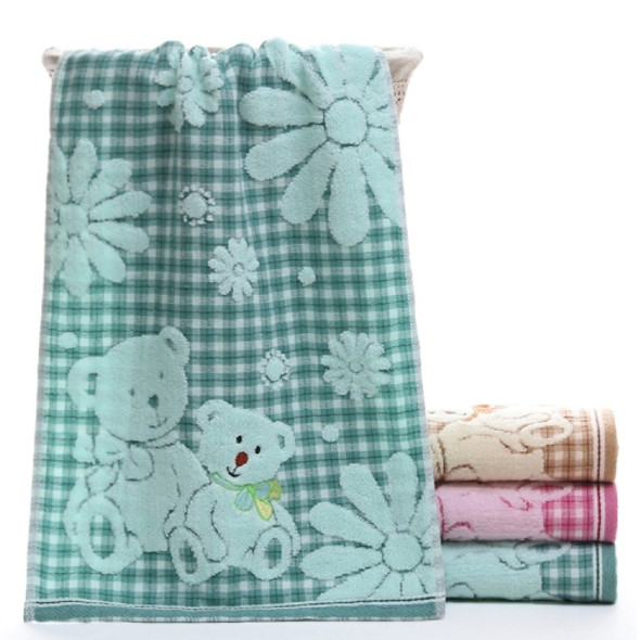 Cartoon Bear Bath Towel Cotton Face Towel Strong Water Absorption Compressed Soft Towels(Green)