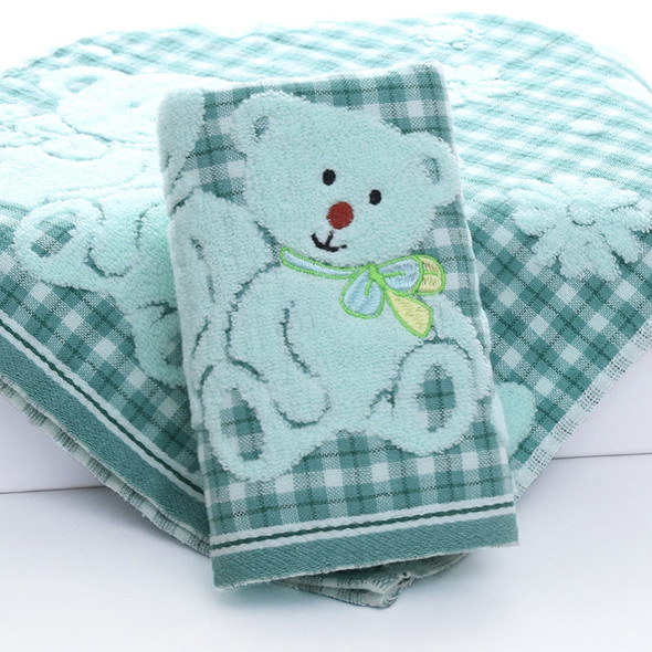 Cartoon Bear Bath Towel Cotton Face Towel Strong Water Absorption Compressed Soft Towels(Green)