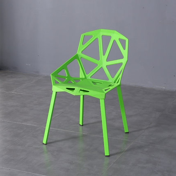 2 PCS Fashion Simple Modern Plastic Backrest Chair Openwork Dining Chair(Green)