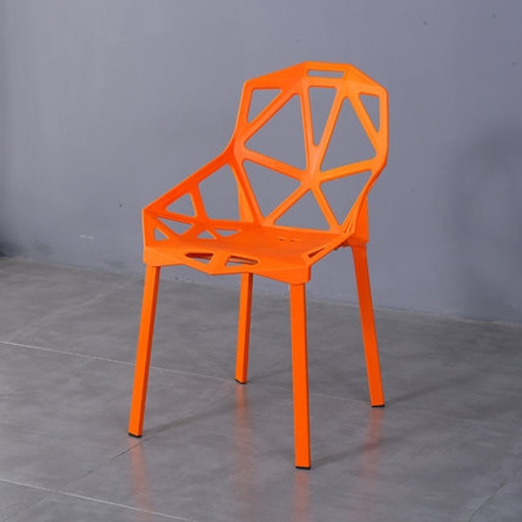 2 PCS Fashion Simple Modern Plastic Backrest Chair Openwork Dining Chair(Orange)