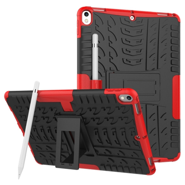 Tire Texture TPU+PC Shockproof Case for iPad Air 2019 / Pro 10.5 inch, with Holder & Pen Slot(Red)