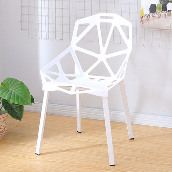 2 PCS Fashion Simple Modern Plastic Backrest Chair Openwork Dining Chair(White)