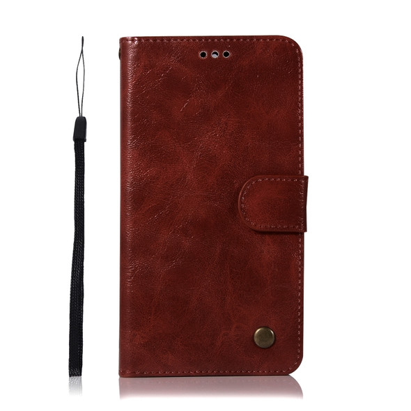 For Lenovo K5 Note Retro Copper Button Crazy Horse Horizontal Flip PU Leather Case with Holder & Card Slots & Wallet & Lanyard(Wine Red)