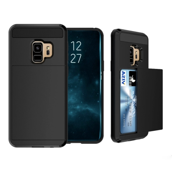 For Galaxy S9 Detachable Dropproof Protective Back Cover Case with Slider Card Slot (Black)