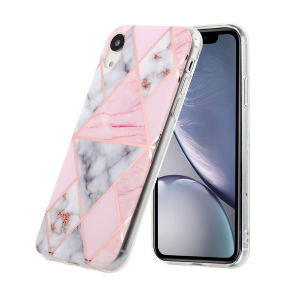 For iPhone XR Hot Stamping Geometric Marble IMD Craft TPU Protective Case(Rhombus)