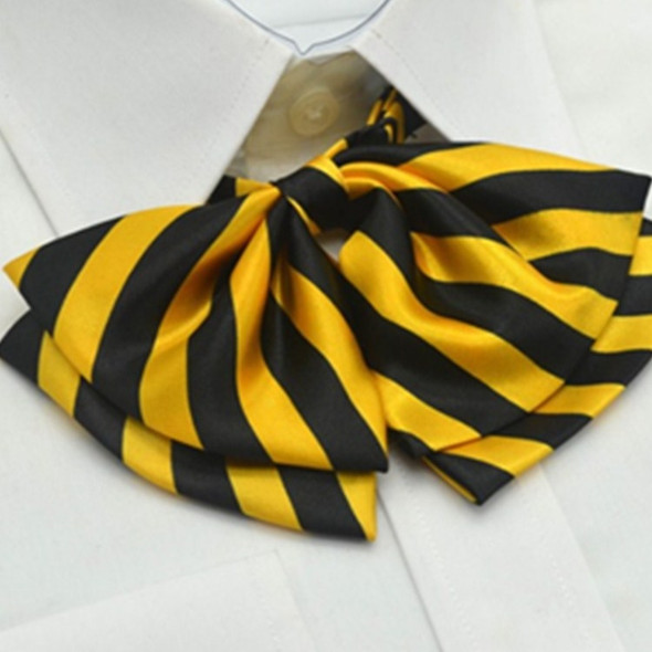Women Professional Bow Tie Striped Polyester Bow-knot Bow Tie(H07 Yellow Black)
