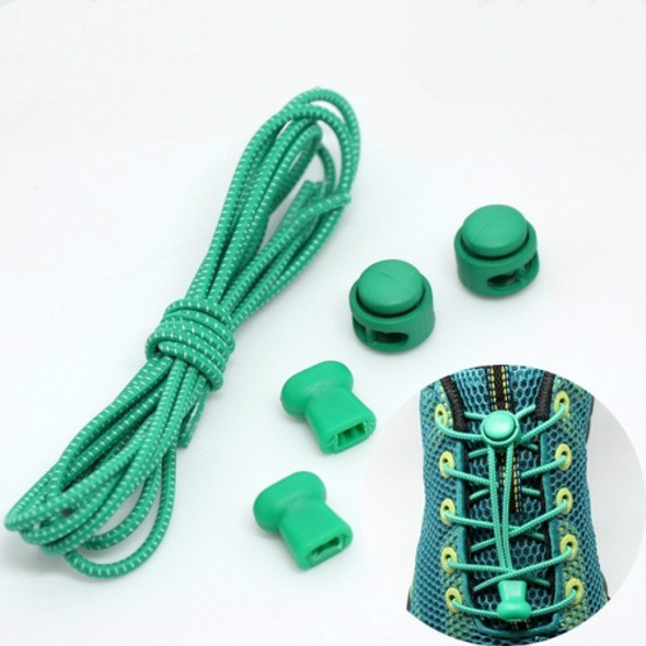 2 Pairs Elastic Band Round Spring Buckle Adult Children Safety Elastic Free Lazy Shoelaces(Grass Green White Dot)