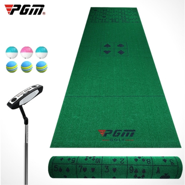 PGM Golf Indoor Putting Green Putter Practice Green Mat Blanket Set, Playing Cards Type, 1x3.5m