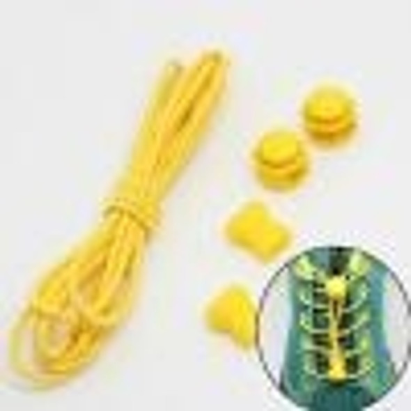 2 Pairs Elastic Band Round Spring Buckle Adult Children Safety Elastic Free Lazy Shoelaces(Yellow White Dot)