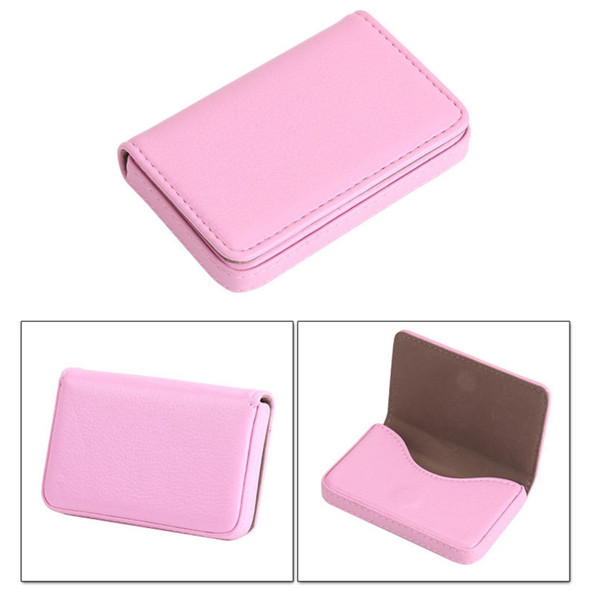 2 PCS Premium PU Leather Business Card Case with Magnetic Closure, Size: 10*6.5*1.7cm(Pink)