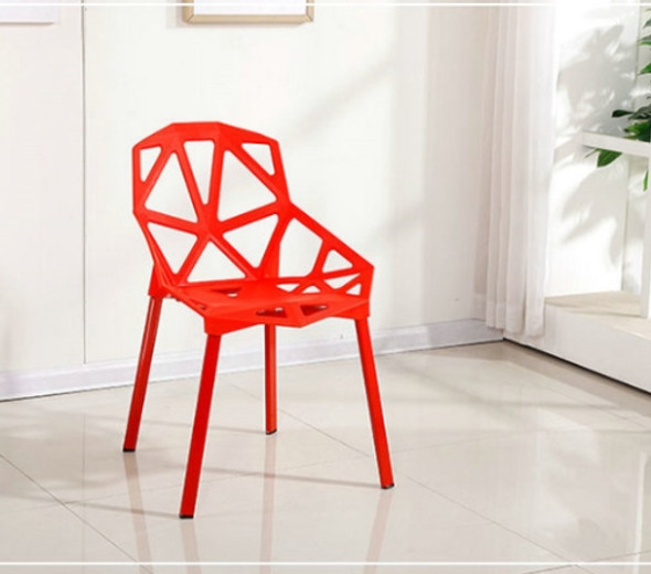 2 PCS Fashion Simple Modern Plastic Backrest Chair Openwork Dining Chair(Red)
