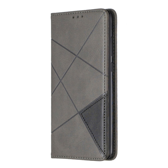 Rhombus Texture Horizontal Flip Magnetic Leather Case with Holder & Card Slots For Huawei P30(Grey)