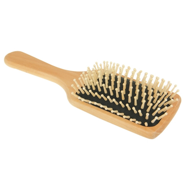Natural Wooden Massage Hair Comb with Rubber Base & Wooden Brush, Size: Large(Black)