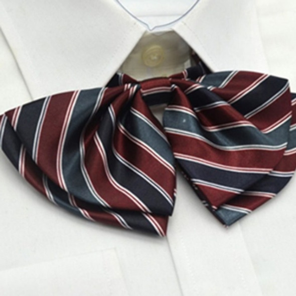 Women Professional Bow Tie Striped Polyester Bow-knot Bow Tie(H16 Ink Blue)