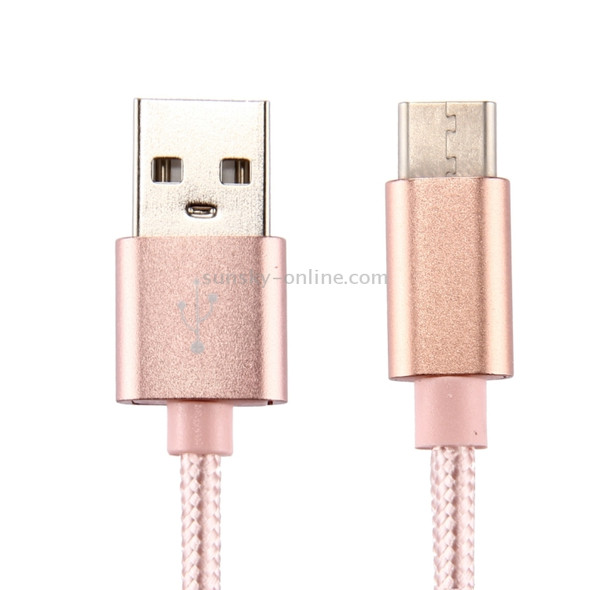 Knit Texture USB to USB-C / Type-C Data Sync Charging Cable, Cable Length: 2m, 3A Total Output, 2A Transfer Data, For Galaxy S8 & S8 + / LG G6 / Huawei P10 & P10 Plus / Oneplus 5 / Xiaomi Mi6 & Max 2 /and other Smartphones(Rose Gold)