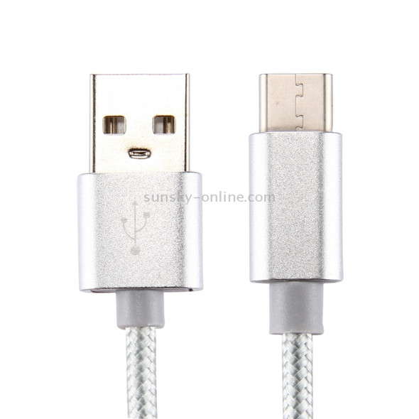 Knit Texture USB to USB-C / Type-C Data Sync Charging Cable, Cable Length: 2m, 3A Total Output, 2A Transfer Data, For Galaxy S8 & S8 + / LG G6 / Huawei P10 & P10 Plus / Oneplus 5 / Xiaomi Mi6 & Max 2 /and other Smartphones(Silver)