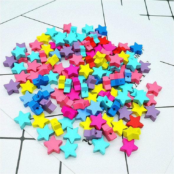 100 PCS / Pack Children Handmade DIY Puzzle Colored Pentagram Beaded Decorative Accessories, Specification:15mm(Random Color Delivery)