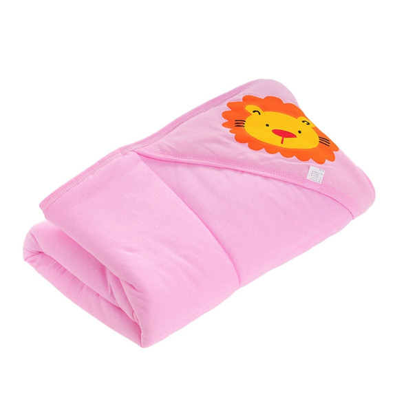 Baby Blanket Cartoon Animal Print Newborn Swaddle Hooded Wrap(Pink)