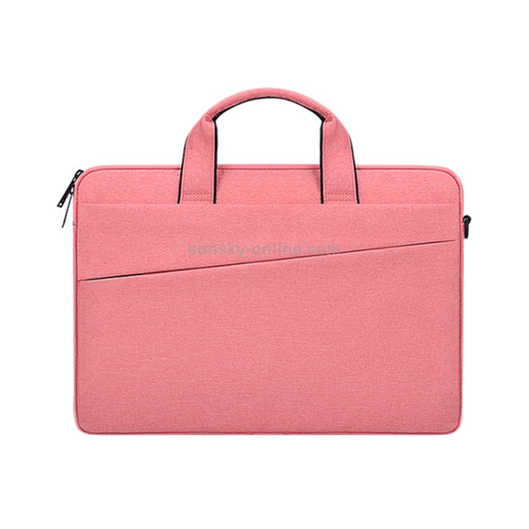 Universal Double Side Pockets Wearable Oxford Cloth Soft Handle Portable Laptop Tablet Bag, For 14 inch and Below Macbook, Samsung, Lenovo, Sony, DELL Alienware, CHUWI, ASUS, HP(Pink)