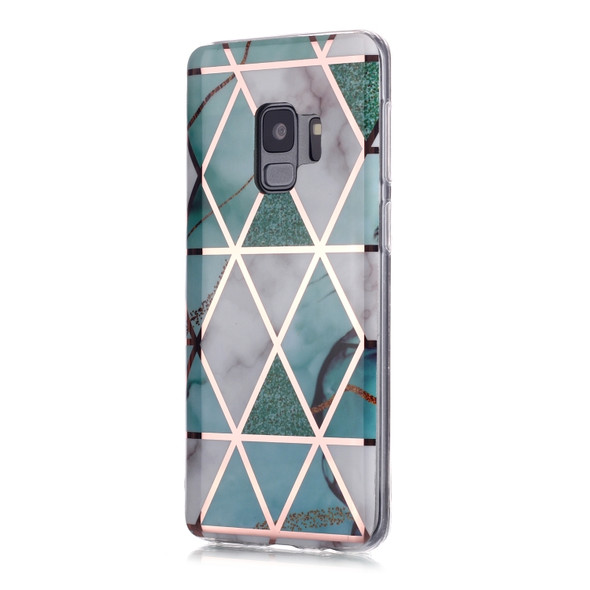 For Galaxy S9 Plating Marble Pattern Soft TPU Protective Case(Green White)