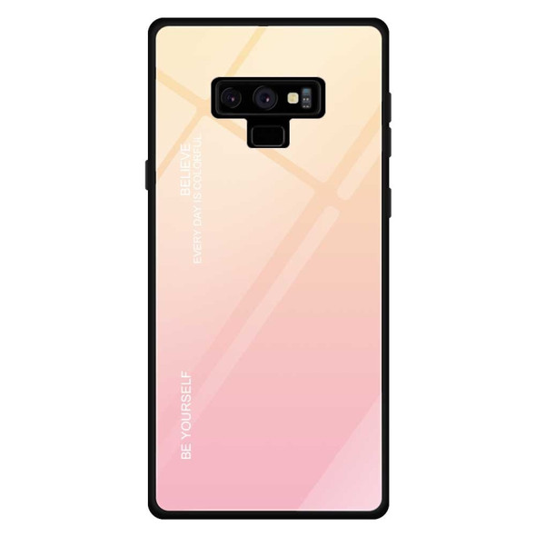 For Galaxy Note 9 Gradient Color Glass Case(Yellow)