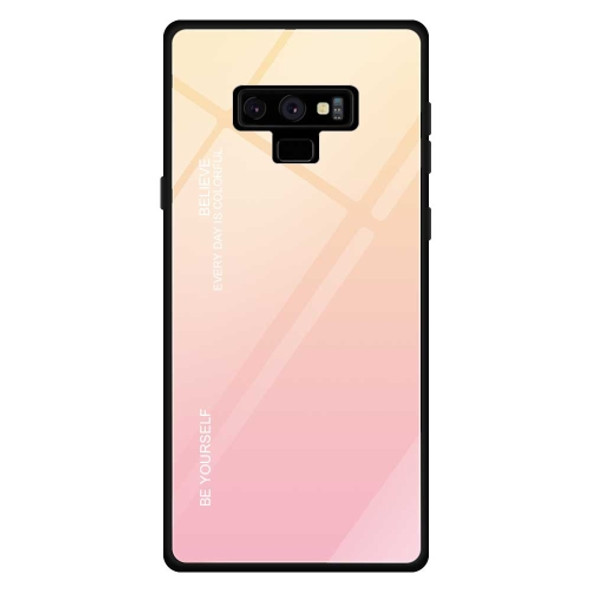 For Galaxy Note 9 Gradient Color Glass Case(Yellow)