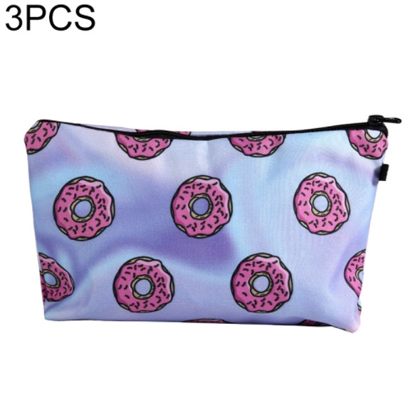 3 PCS Printing Makeup Bags With Multicolor Pattern Cute Cosmetics Pouchs For Travel Ladies Pouch Women Cosmetic Bag(hzb724)