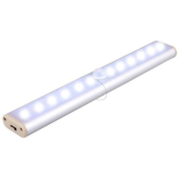 2W 12 LEDs White Light Wide Screen Intelligent Human Body Sensor Light LED Corridor Cabinet Light, USB Charging Version