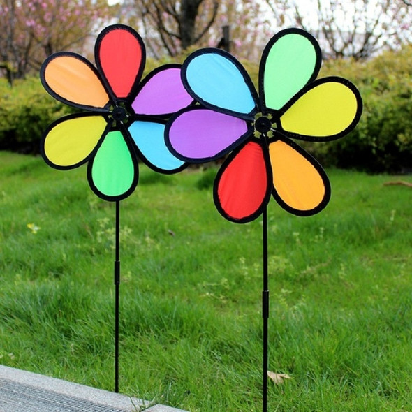 Outdoor Cloth Black Side Six Color Windmill Children Toys Garden Decoration