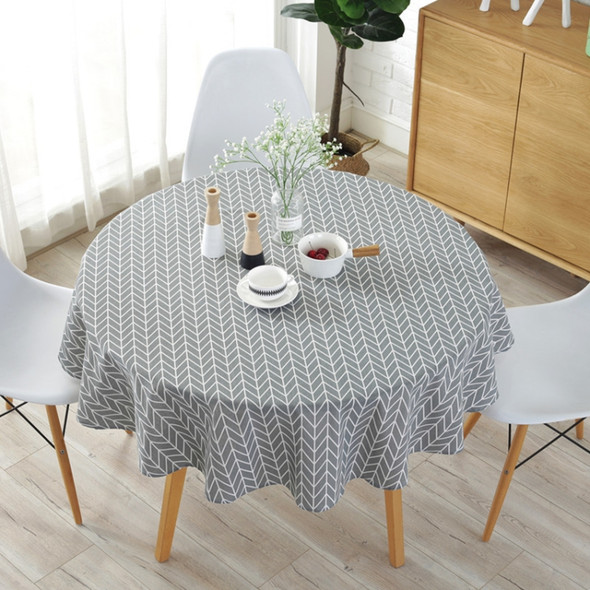 Polyester Cotton Round Tablecloth Dust-proof Cotton and Linen Printing Tablecloth, Diameter:100cm(Gray Arrow)