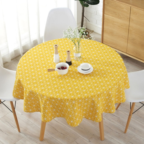 Polyester Cotton Round Tablecloth Dust-proof Cotton and Linen Printing Tablecloth, Diameter:120cm(Yellow Rice)