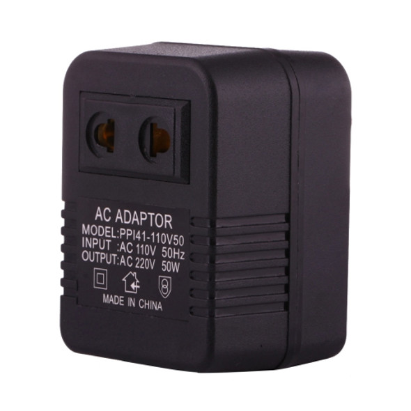 110V to 220V 50W AC Power Socket Adapter, EU/US Plug to US Plug(Black)