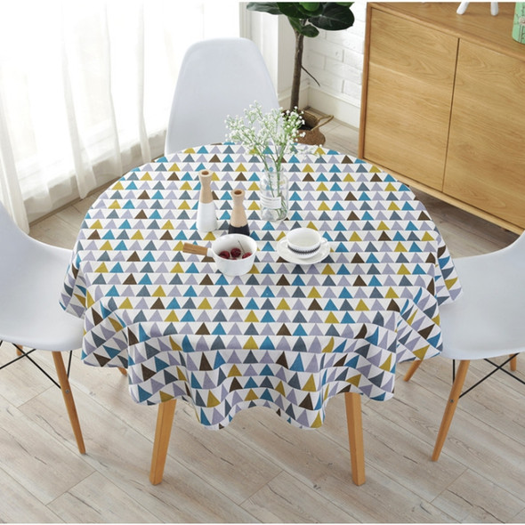 Polyester Cotton Round Tablecloth Dust-proof Cotton and Linen Printing Tablecloth, Diameter:150cm(Color Triangl)