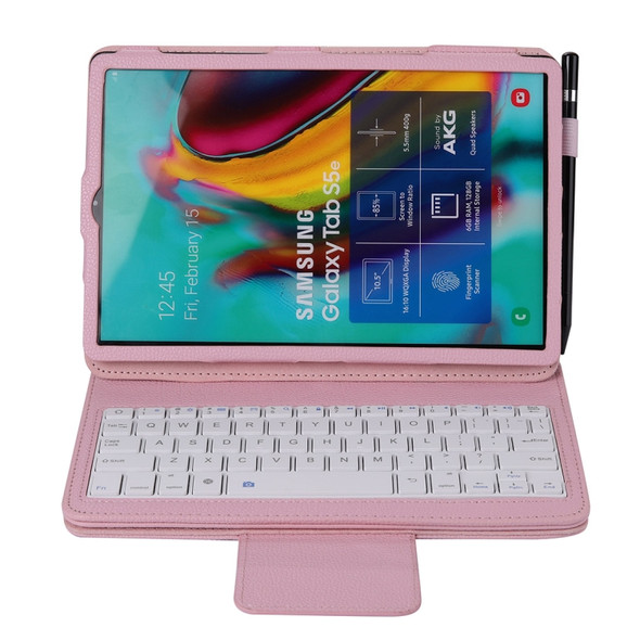 SA720 Detachable Bluetooth Keyboard + Litchi Texture PU Leather Protective Cover with Holder for Galaxy Tab S5e 10.5 T720/T725 (Pink)