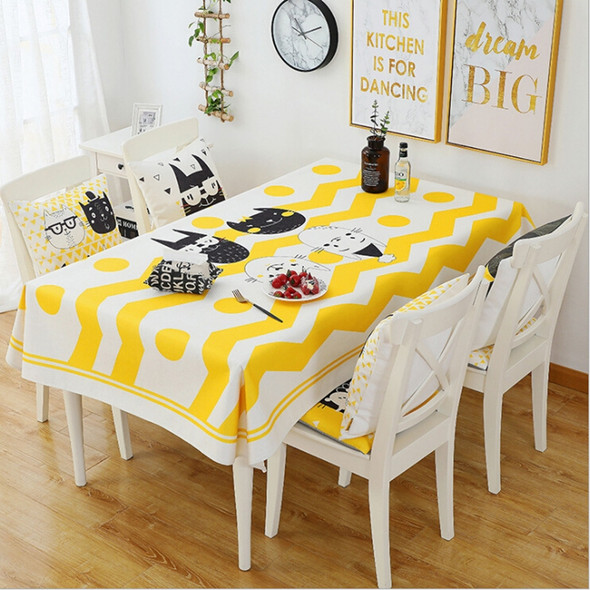 Thick Cotton Linen Tablecloth Waterproof Oil-proof Anti-hot Cartoon Restaurant Fabric Placemat, Size:140x140cm(Winson Family)