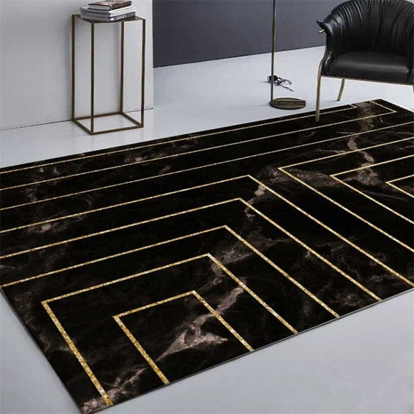 Marble Texture Square Lines Carpets Rugs For Home Living Room, Size:40x60cm(Black Gold)