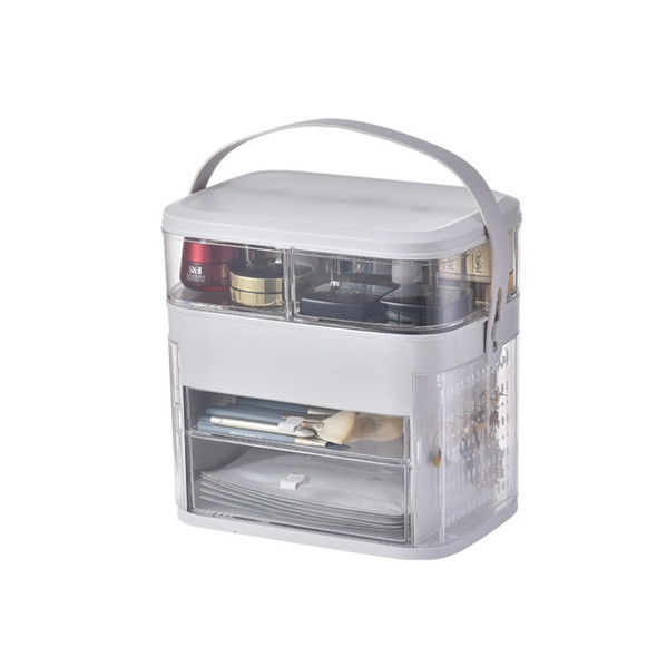 Multi-function Portable Pull-out Flip Cosmetic Jewelry Storage Box(White )