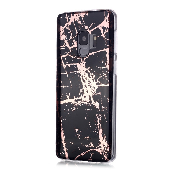 For Galaxy S9 Plating Marble Pattern Soft TPU Protective Case(Black Gold)