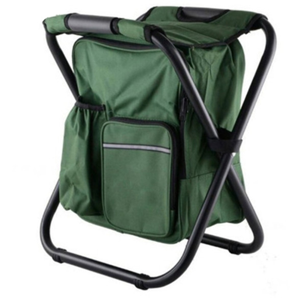 Outdoor Portable Folding Camping Chair Light Fishing Beach Chair Stainless Steel Pipe Folding Chair with Ice Bag(Green)