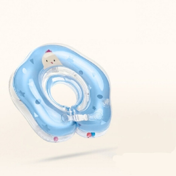 Cute Cartoon Chick Pattern Transparent PVC Adjustable Inflatable Baby Swimming Float Ring Neck Ring(Blue Medium)
