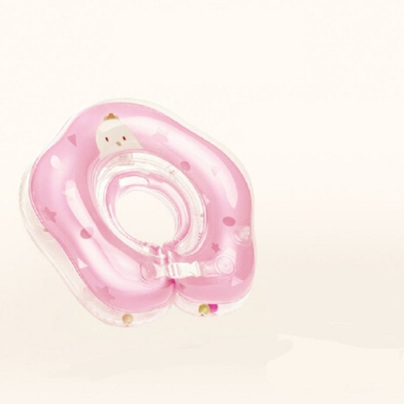 Cute Cartoon Chick Pattern Transparent PVC Adjustable Inflatable Baby Swimming Float Ring Neck Ring(Pink Medium)