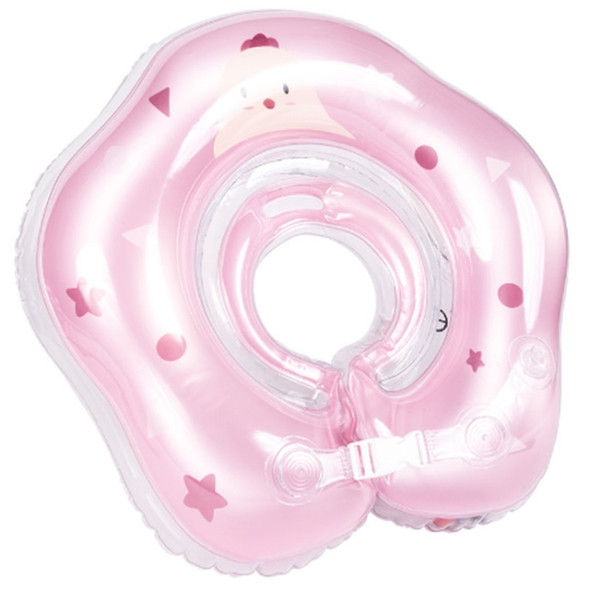 Cute Cartoon Chick Pattern Transparent PVC Adjustable Inflatable Baby Swimming Float Ring Neck Ring(Pink Large)